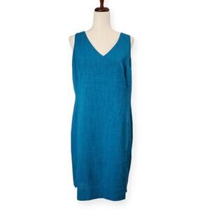 Evan Picone Sheath Dress Sleeveless Knee Length V-neck Blue Women's Size 12